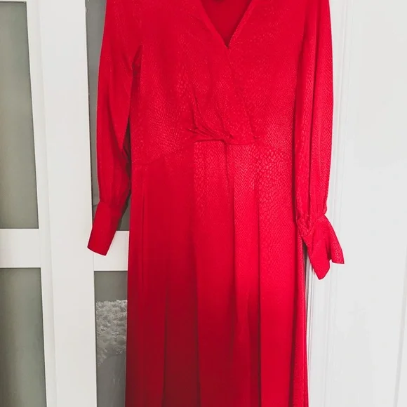H&M | Dresses | Red Dress With Long Sleeve | Poshmark